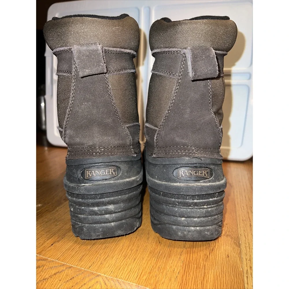 Ranger Mens Brown Suede Winter‎ Snow Boots Waterproof Rubber Shell Front Zip 11
